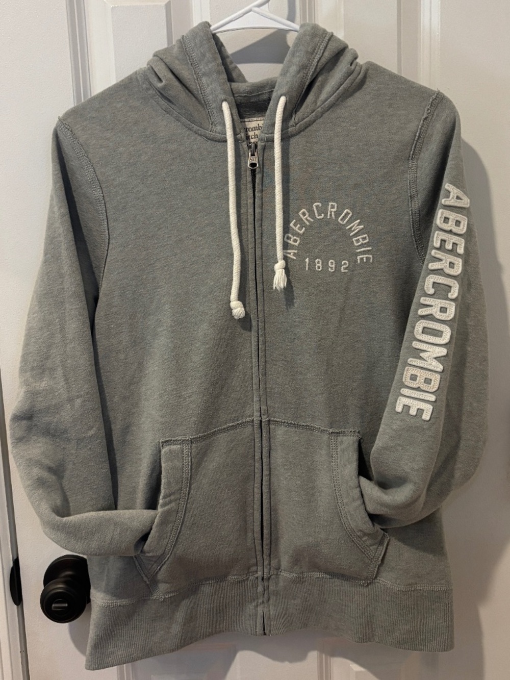 Y2K Abercrombie and Fitch full zip hoodie grey size large